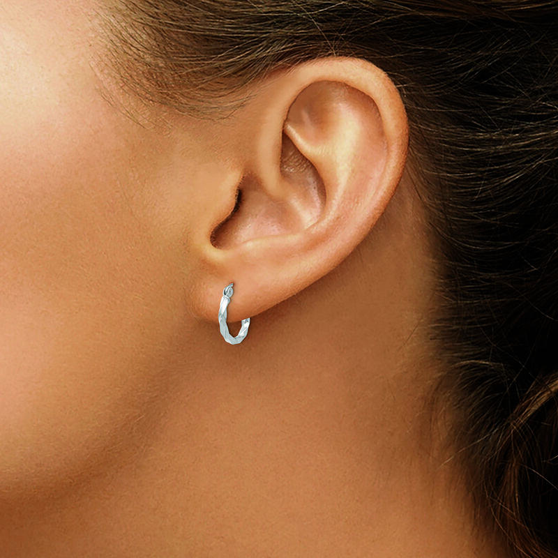 Twist Hoop Earrings in 14k White Gold image number null